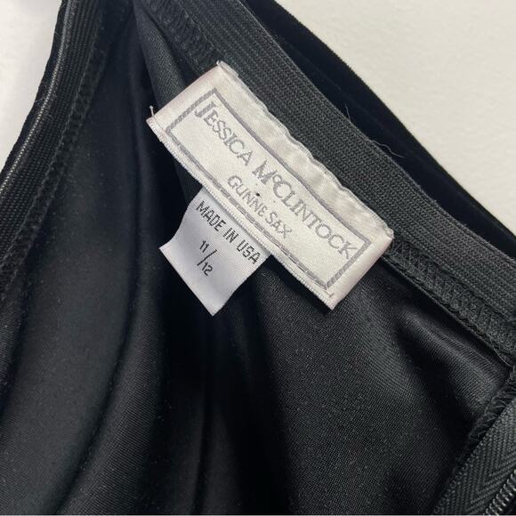 Jessica McClintock Gunne Sax Y2K Black Velvet Strapless Bow Train long dress 11 - Picture 13 of 13